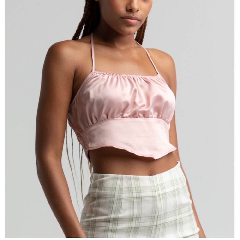 Tilly's Pink Satin Halter Top